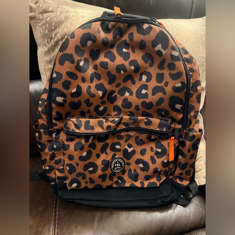 Fossil Leopard Print Brown and Black Backpack